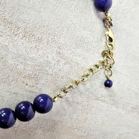 Blue Acrylic Bib Bubble Waterfall Beaded Statement Necklace 19 Inches - Picture 3 of 4